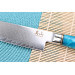 Couteau santoku 17cm Kutoyama damas manche résine bleue