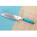 Couteau santoku 17cm Kutoyama damas manche résine bleue