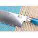 Couteau nakiri 17cm Kutoyama damas manche résine bleue
