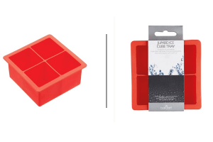 Bac à glaçons Barcraft en silicone rouge 4 empreintes