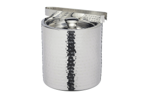 Petit seau à glace Barcraft en acier inox martelé avec couvercle 1,5L + pince à glaçon