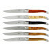 Coffret de 6 couteaux de table Forge de Laguiole 2 mitres en inox panache de bois