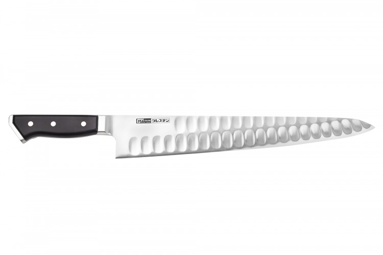 Couteau de chef alv&eacute;ol&eacute; japonais Glestain K Series 36cm