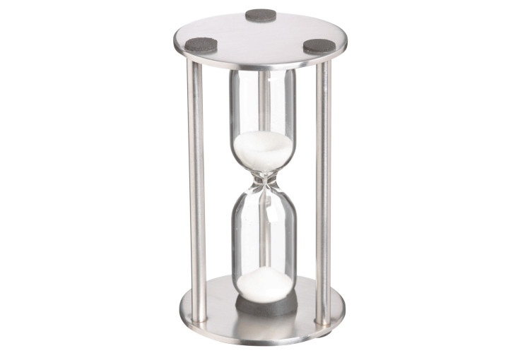 Sablier Masterclass 3 minutes en verre et acier inoxydable finition satin&eacute;e