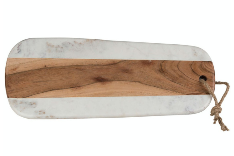 Planche de service Artes&agrave; en marbre blanc et bois d'acacia 46x20cm