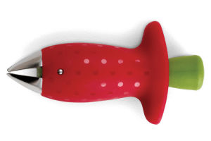 Equeuteur de fraise Chef'n StemGem en acier inox rouge