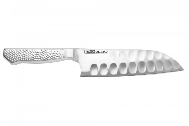 Couteau santoku alv&eacute;ol&eacute; japonais Glestain Home Series 17cm