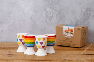 Set de 4 coquetiers KitchenCraft en porcelaine motifs arc-en-ciel