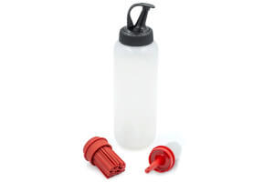 Bouteille à sauce pour barbecue MasterClass en polymère avec 3 têtes interchangeables