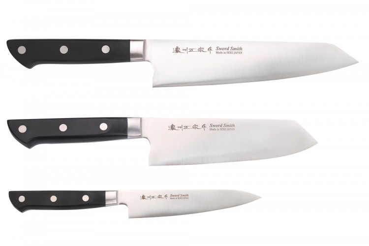 Coffret 3 couteaux japonais Satake ABS bunka 20cm + bunka 17cm + office 13,5cm