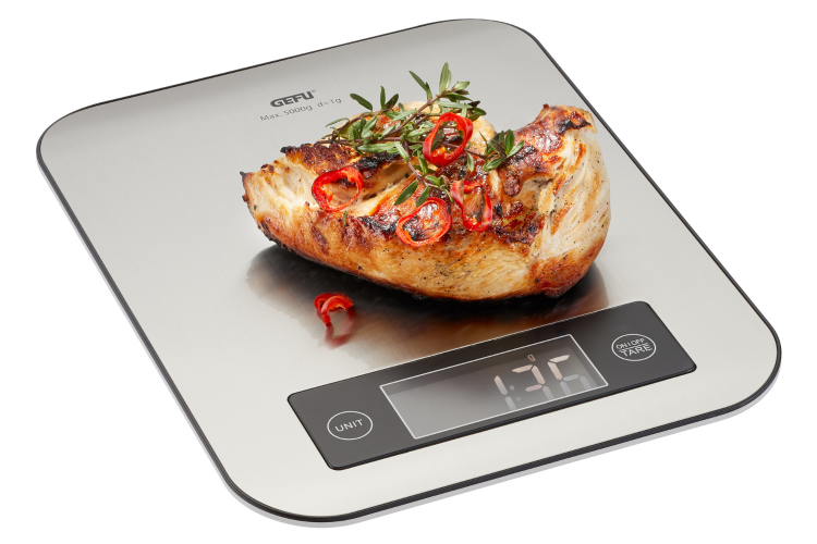 Balance de cuisine Gefu Score avec application d'analyse de la valeur nutritive
