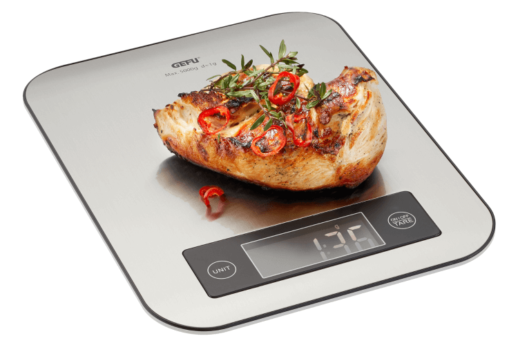 Balance de cuisine Gefu Score avec application d'analyse de la valeur nutritive