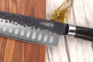 Couteau santoku 17cm Fukito Ébène Damas VG10