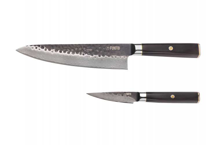 Coffret 2 couteaux Fukito &Eacute;b&egrave;ne Damas VG10 Chef + Office