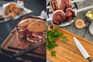 Planche à découper Tramontina Kitchen avec rigole en bois de teck FSC 34x23,3x1,8cm