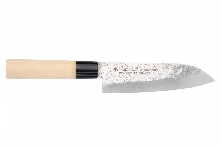 Couteau santoku 17cm japonais Satake Nashiji manche en magnolia