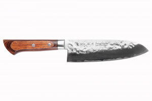 Couteau santoku 17cm japonais Satake Cutlery Brown Pakkawood AUS-8 San Maï Nashiji