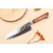 Couteau santoku 17cm japonais Satake Brown Pakkawood AUS-8 San Maï Nashiji
