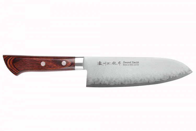 Couteau santoku 17cm japonais Satake Brown Pakkawood VG10 San Ma&iuml;