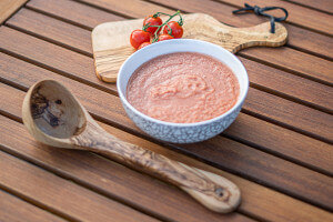 Louche Bérard 14cl faite main en olivier qualité artisanale avec lanière 36cm