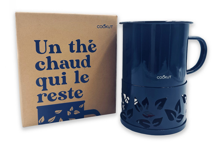 Mug &agrave; th&eacute; Cookut Sixtea chauff&eacute; &agrave; la bougie bleu
