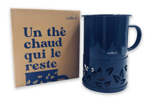 Mug à thé Cookut Sixtea chauffé à la bougie bleu