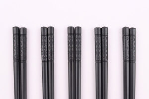 Set de 5 paires de baguettes chinoises Kutoyama en fibres de verre noires 24cm