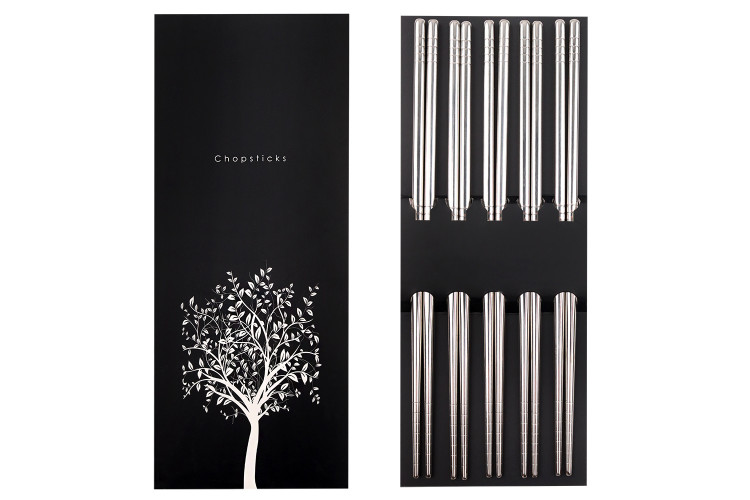 Set de 5 paires de baguettes chinoises Kutoyama en inox 24cm