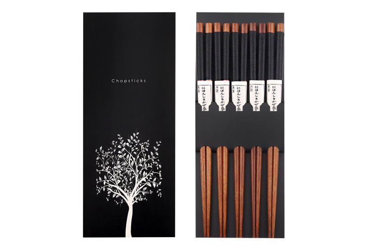 Set de 5 paires de baguettes chinoises Kutoyama en bois 23cm