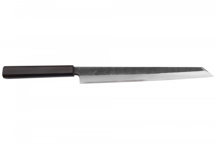 Couteau yanagiba kiritsuke 27cm japonais artisanal Hatsukokoro Shirasagi manche en &eacute;b&egrave;ne