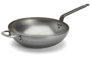 Wok bombé à queue De Buyer Mineral B ø32cm en fer avec anse