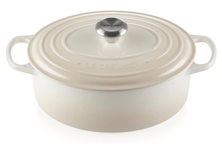 Cocotte ovale en fonte &eacute;maill&eacute;e Le Creuset Signature 29cm Meringue
