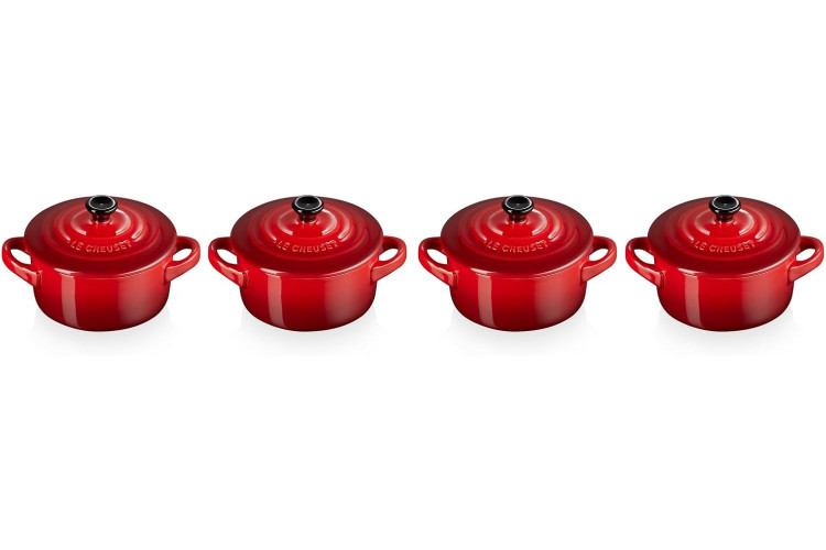 Set de 4 mini cocottes en c&eacute;ramique Le Creuset 10cm Cerise