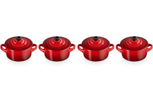 Set de 4 mini cocottes rondes en céramique Le Creuset 10cm Cerise