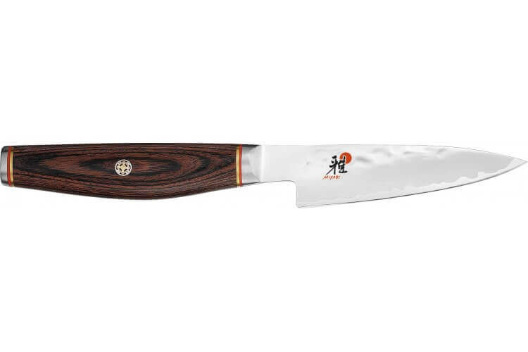Couteau à légumes japonais Miyabi 6000MCT lame martelée 9cm + manche en Pakka