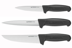Coffret de 3 couteaux professionnels Fischer HACCP Profinox spécial boucher