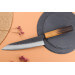 Couteau de chef 18cm japonais artisanal Yuzo Black AS chêne brûlé