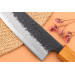 Couteau de chef 18cm japonais artisanal Yuzo Black AS chêne brûlé