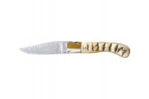 Couteau Laguiole GILLES, lame damas inox, manche 13 cm corne de bélier