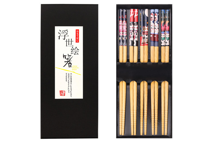 Set de 5 paires de baguettes chinoises en bambou Kutoyama - Mod&egrave;le 4