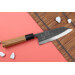 Couteau deba kiritsuke 15cm japonais artisanal Hatsukokoro Shirasagi manche en teck