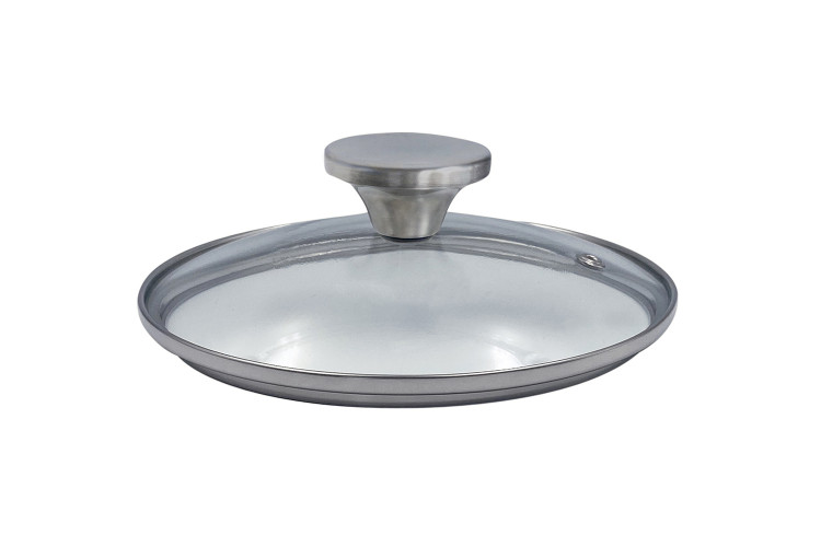 Couvercle en verre bomb&eacute; Cookut &agrave; bouton en inox