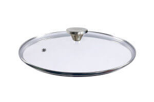 Couvercle en verre bombé Cookut à bouton en inox