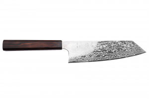 Couteau bunka 16,5cm japonais artisanal Hatsukokoro Ginga ATS-34 Damas ébène