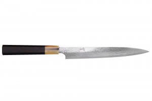 Couteau yanagiba 24cm japonais artisanal Hatsukokoro Yauji Yoshihiro Damas BS2