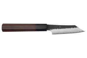 Couteau d'office 9,5cm japonais artisanal Nigara Hamono Black Tsuchime SG2 manche en noyer