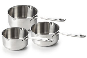 Set de 3 casseroles Beka Maestro 16-18-20cm en acier inoxydable 18/10 avec 2 becs verseurs