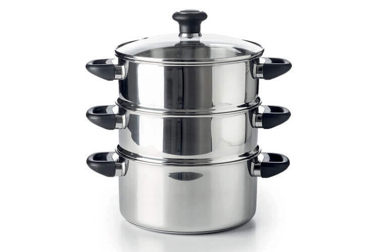 Kela Cailin Cuiseur Vapeur 3 Pièces Inox 18/10 - 20 Cm 3 Litres, Idéal Cuisson Saine