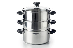 Combiné vapeur Beka Polo en acier inoxydable 18/10 + couvercle en verre