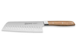 Couteau santoku alvéolé 18cm 32 Dumas Signature manche en chêne vert